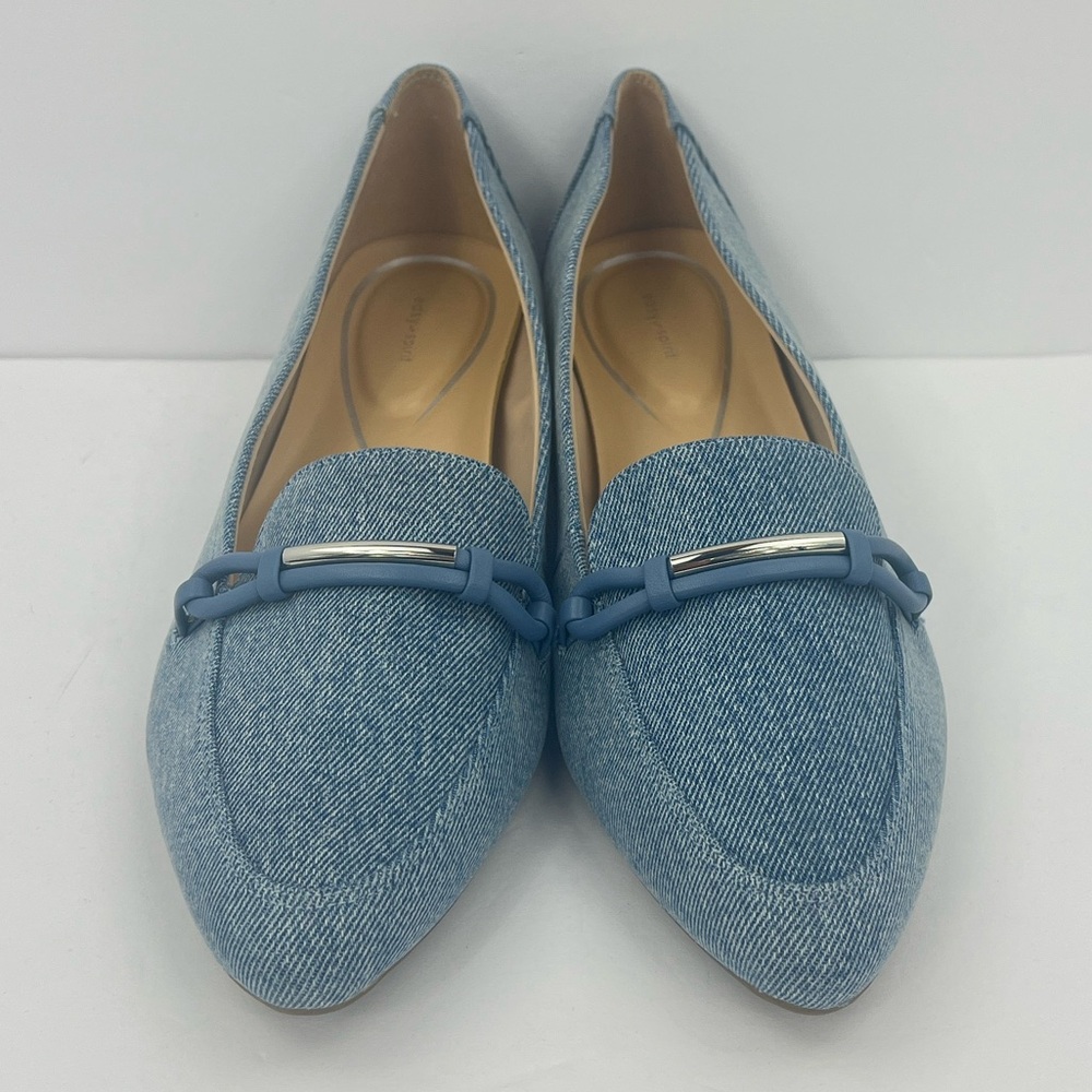 EASY SPIRIT CARLINA, LOAFER SLIP-ON, BLUE CANVAS, DRESSY POINTY TOES, SIZE 12 - Picture 3 of 14